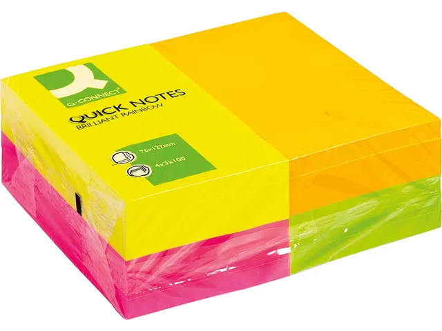 Quick Notes Memoblaadjes Neon 76x127mm 100 Vel 12 Blokken