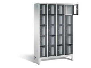 Lockerkast 1850x1190x500mm 4x5 vakken Cilinderslot Poten, RAL7021 - 1