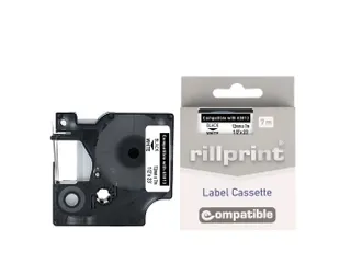Labeltape Dymo Compatible 45013 D1 12mmx7m Zwart Op Wit 6 stuks - 1