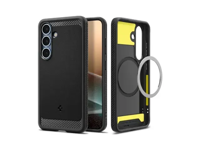 Spigen Rugged Armor MagFit Samsung Galaxy S25 Hoesje Mat Zwart