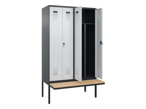 PBM-locker met bank,HxBxD 2120x1200x815mm,4vak,vak B 300mm