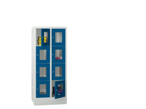 lockerkast,HxBxD 1518x600x500mm,2x4vakken,RAL7035,front RAL5010