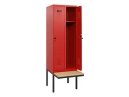 locker met bank,HxBxD 1950x600x815mm,2vak,vak B 300mm,draaigrendel
