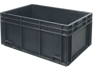 ESD-stapelbak,HxLxB 280x600x400mm,54l,PP,zwart,Wanden gesloten - 1