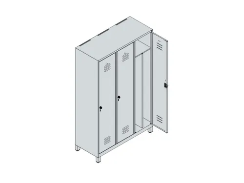 locker voor scheiding van kleding,HxBxD 1950x1200x500mm,3vak