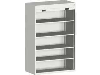 roldeurkast 2000x1300x650mm 4xStalen bodem cil.-slot RAL7035 - 1