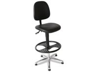 Werkplaatsstoel 590-840mm Kunstleer Zwart Vloerglijders Voetring