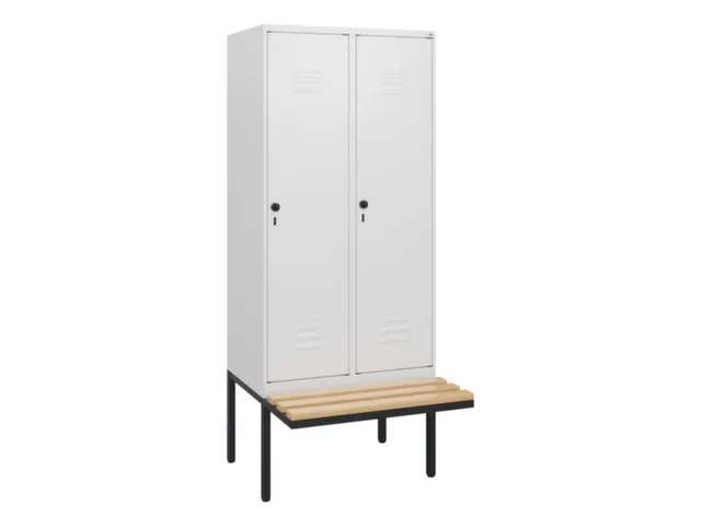 locker met bank,HxBxD 1950x800x815mm,2vak,vak B 400mm,draaigrendel