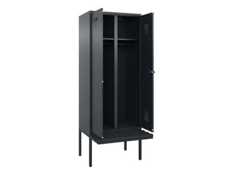 locker met bank,voor scheiding van kleding,HxBxD 2120x800x815mm,2vak