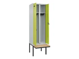 locker met bank,voor scheiding van kleding,HxBxD 2120x600x815mm,2vak