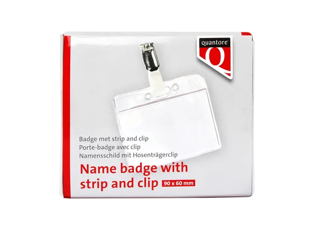 Badge Quantore met clip 60x90mm