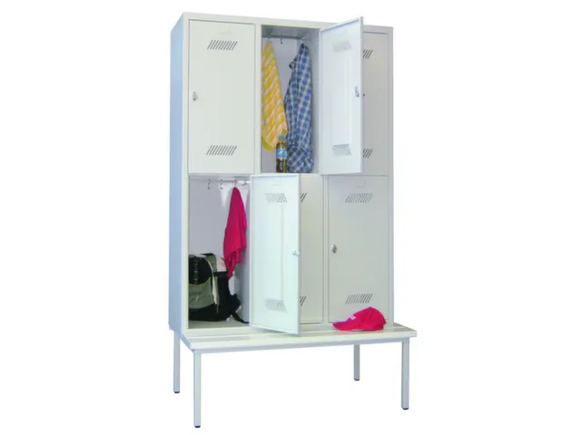 Garderobekast HxBxD 2150x1230x800mm 3x2 Vakken Zitbank Klinksluiting