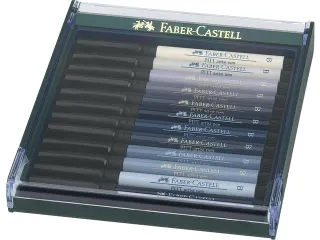 Tekenstift Faber-Castell Pitt Artist Pen Brush set 12 stuks grijstinte - 2