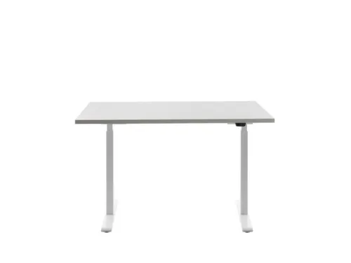 Elektrisch ihv bureau,HxBxD 700-1200x1200x800mm,blad grijs,T-voet wit