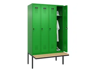 locker met bank,HxBxD 2120x1200x815mm,4vak,vak B 300mm,draaigrendel - 1
