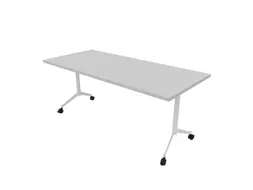 klaptafel,HxBxD 750x1800x700mm,hoekig,T-voet wit,ovale buis,blad grijs