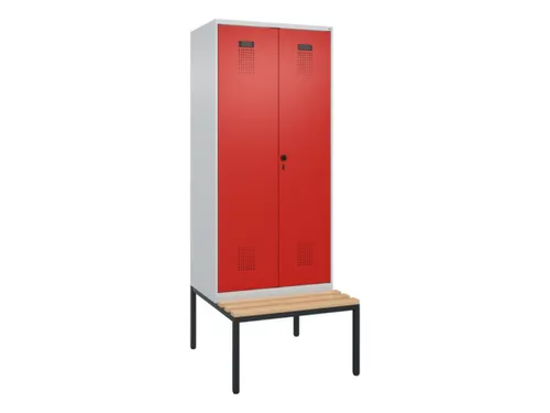 locker met bank,voor scheiding van kleding,HxBxD 2120x800x815mm,2vak