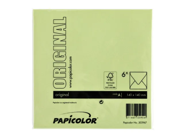 Envelop Papicolor 140x140mm appelgroen pak à 6 stuks