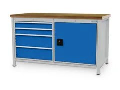 établi HxlxP 860x1500x750mm piètement RAL3003 faces avant RAL3003