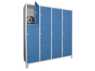 lockerkast,HxBxD 1850x1600x500mm,4x3vakken,RAL7035,front RAL5012 - 2