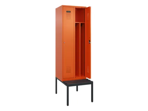 locker met bank,voor scheiding van kleding,HxBxD 2120x600x815mm,2vak