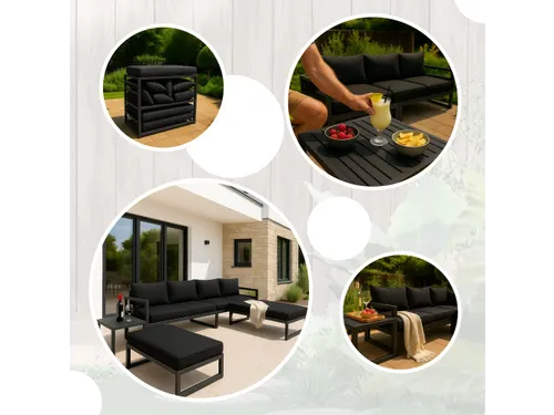 Loungeset aluminium Zwart/Antraciet 8-zits tuinset met bijzettafel