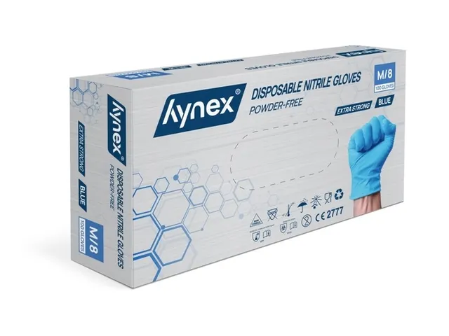 Handschoen Hynex nitril M blauw extra sterk 5gr 100 stuks