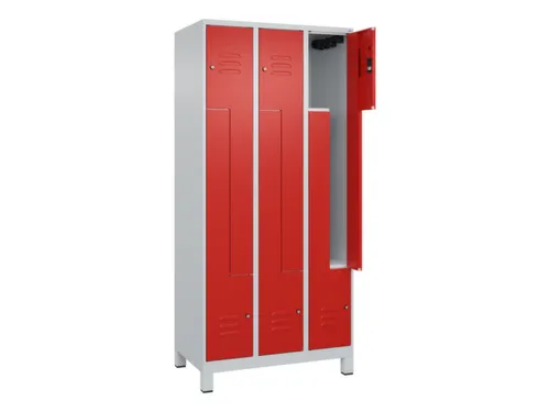 Z-garderobekast,HxBxD 1950x900x500mm,vak B 150/300mm,cil.-slot,voeten