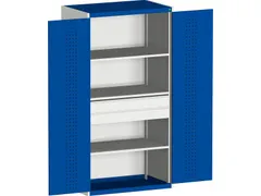 systeemkast 2000x1300x650mm 3xStalen bodem 2laden Ral7035 Ral5010