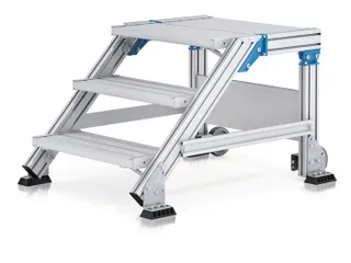 bordestrap,verrijdbaar,bordes H 0,4m,2treden,45° helling,aluminium - 1