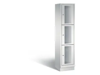 Lockerkast 1800x420x500mm 1x3 vakken Cilinderslot, Sokkel, RAL7035 - 2