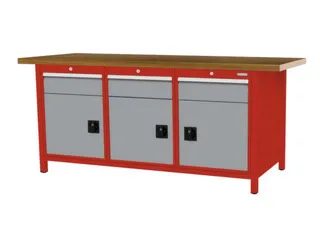 werkbank,HxBxD 860x2000x750mm,onderstel RAL3020,fronten RAL7040 - 3