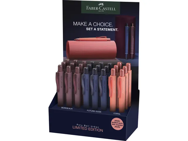 Balpen Faber-Castell Polyball XB display Urban 24 stuks