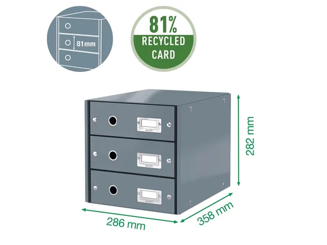 Ladenbox 4 Laden Leitz Click & Store 4 Laden Zwart 81% gerecycled kart