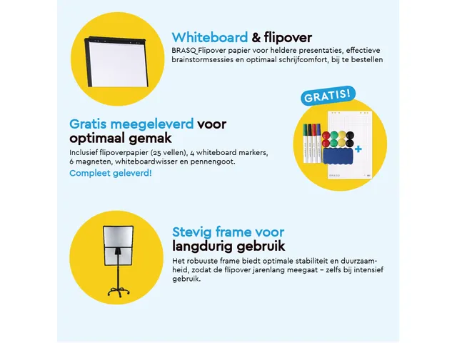 BRASQ Flipover Mobiel 70x100cm Magnetisch Zwart inclusief accessoires