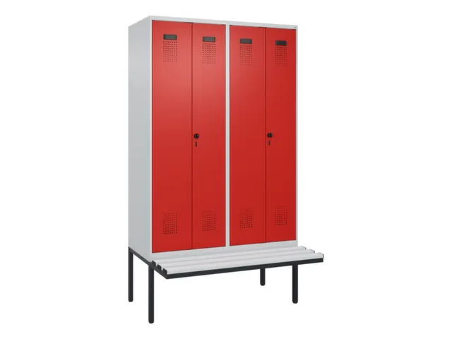 locker met bank,voor scheiding van kleding,HxBxD 2120x1200x815mm,4vak
