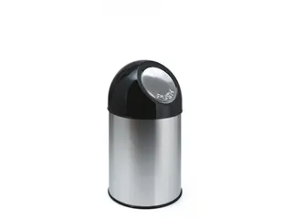 Afvalbak met pushdeksel en binnenemmer 30 Liter RVS - 1