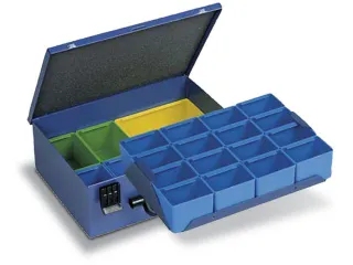 Assortimentskoffer Plaatstaal 22boxen Polystyrol 133x340x240mm Ral5007 - 1
