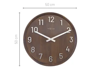 Grote wandklok - 50cm- Stille klok - Walnoot hout - NeXtime "Precious" - 9