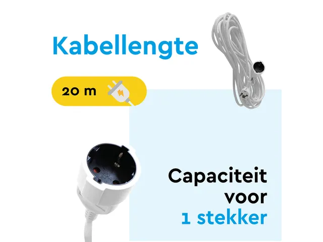 Verlengkabel BRASQ 20m wit