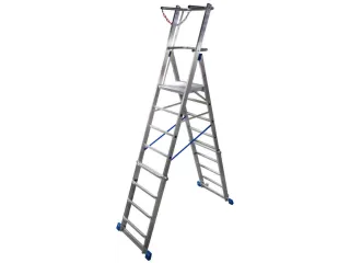 telescoop-platformladder,bordes HxBxD 1550-2100x500x450mm,aluminium - 1