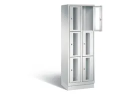 Lockerkast 1800x610x500mm 2x3 vakken Cilinderslot, Sokkel, RAL7035