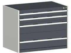 ladekast HxBxD 800x1050x650mm 4laden RAL7035 front RAL7016