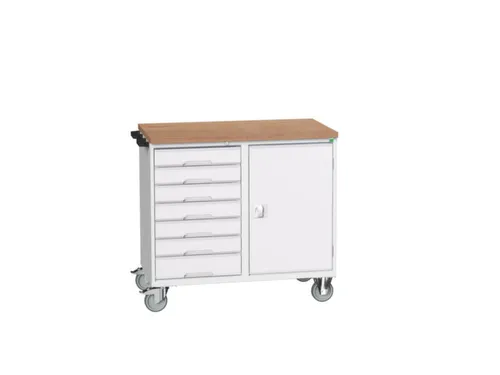 montagetafel 980x1050x600mm multiplexblad 7 laden kast front RAL7035