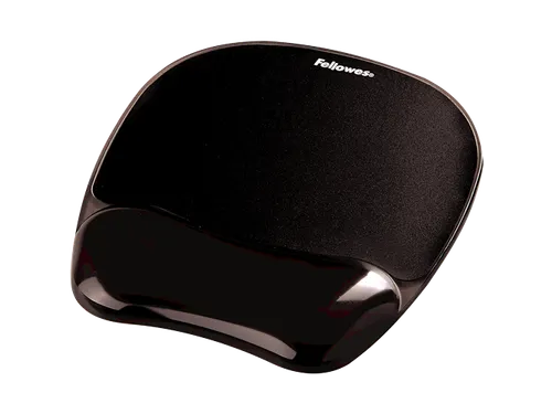 Muismat met polssteun Fellowes Crystals gel transparant zwart