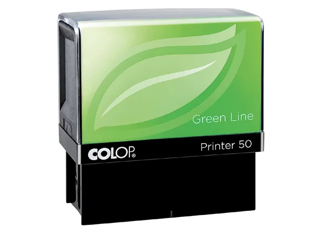 Tekststempel Colop 50 green line+bon 7regels 69x30mm blauw