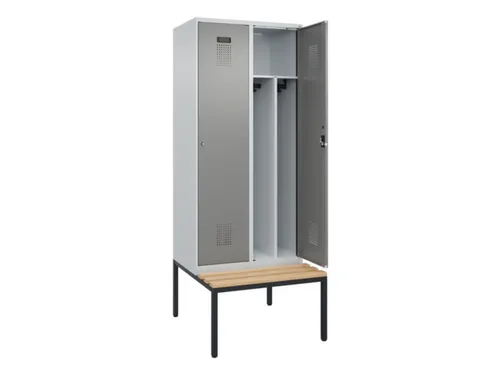 locker met bank,voor scheiding van kleding,HxBxD 2120x800x815mm,2vak