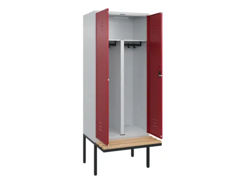 PBM-locker met bank,HxBxD 2120x800x815mm,2vak,vak B 400mm,cil.-slot