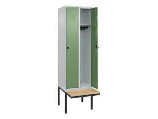 locker met bank,HxBxD 2120x600x815mm,2vak,vak B 300mm,draaigrendel - 2