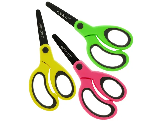 Schaar Westcott Kids 13cm softgrip ronde punt neon assorti doos 6 stuk